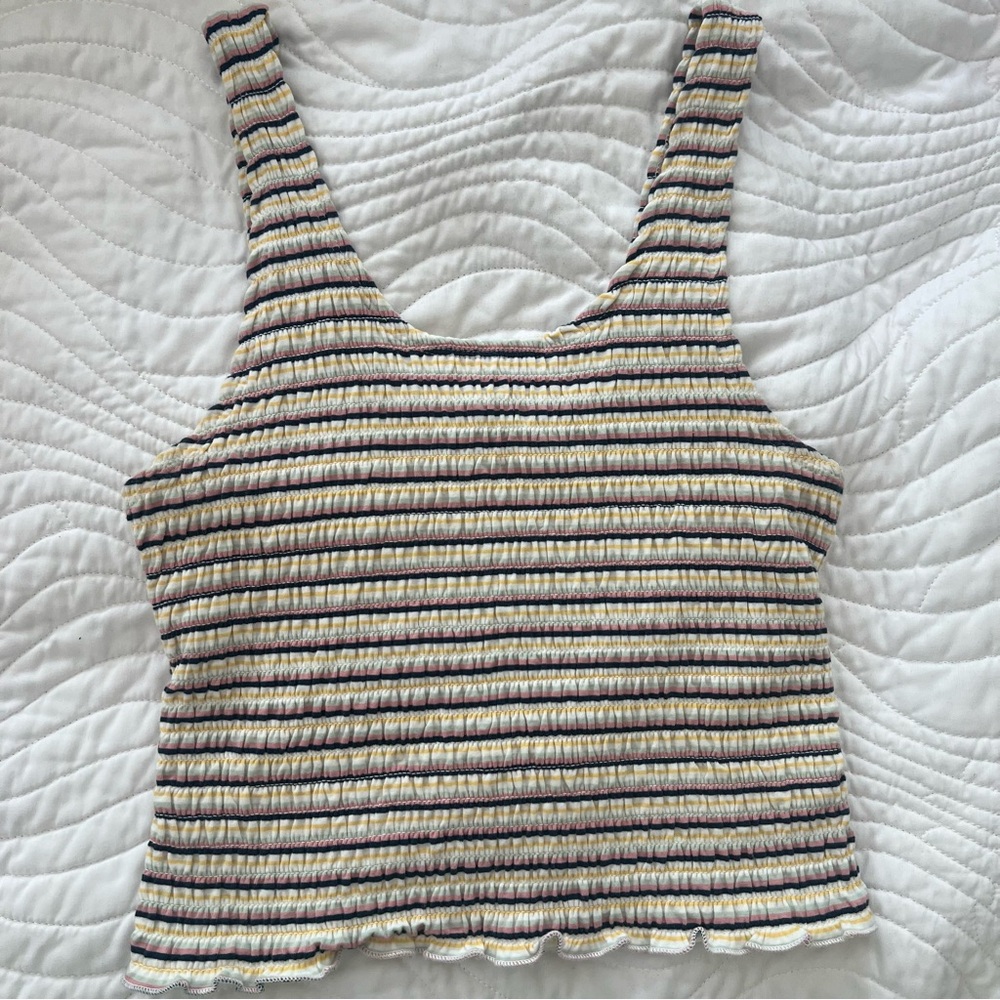 hollister multicolored striped ruched tank top